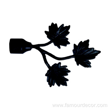 Metal maple leaf curtain rod end cap finials